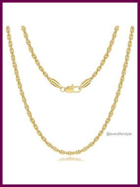 14K Gold Plated Rope Chain Necklace Unisex Trendy Jewelry 18in